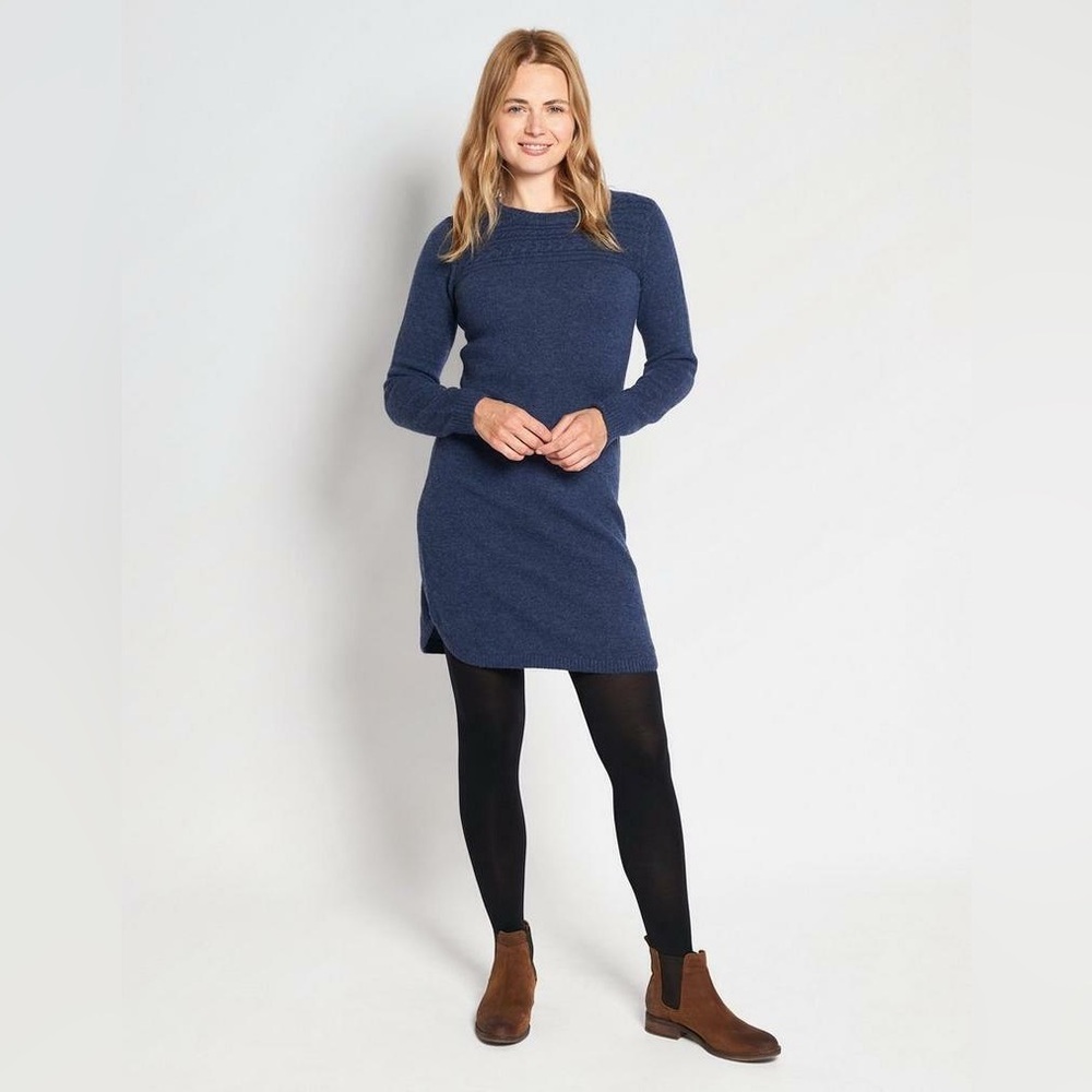 Fat Face Claire Cable Jumper Dress - Blue-French Navy Wool Blend Size 10